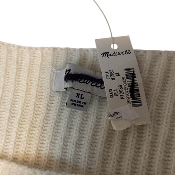 Madewell Wool Cashmere Ribbed Square Neck Sweater XL Beige Cream NWT - Picture 8 of 9
